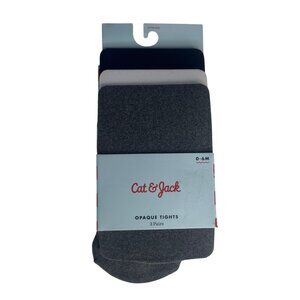 Cat & Jack Opaque Tights 3 Pairs Baby 0-6M Gray White Blue